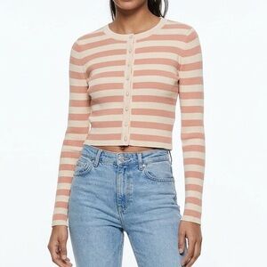 Zara Ribbed Stripe Cardigan